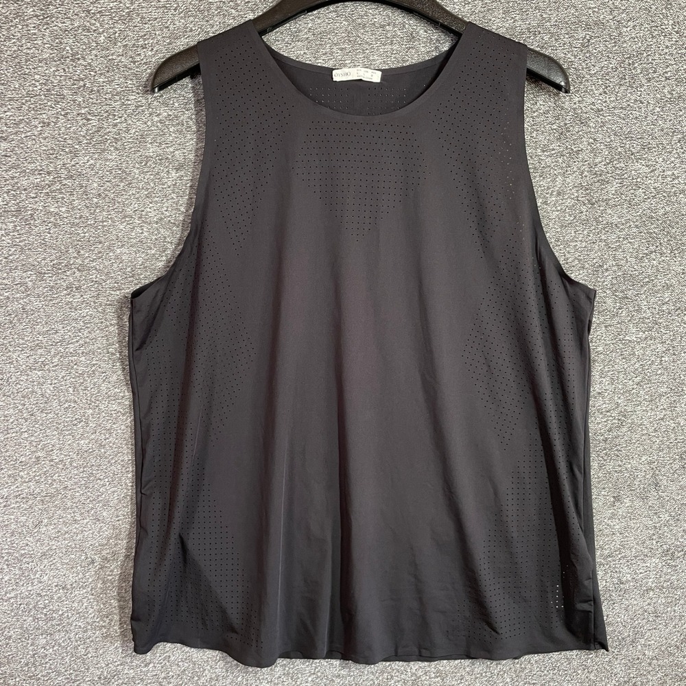 Oysho Black Laser Cut Perforated Activewear Tank Top Sleeveless Gym Shirt Large